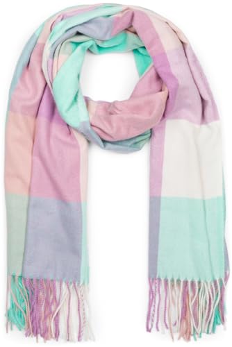 styleBREAKER Unisex weicher Karo Schal mit langen Fransen, bunt kariert, warme Winter Stola mehrfarbig 01017110, Farbe:Mint-Flieder-Beige styleBREAKER Unisex weicher Karo Schal mit langen Fransen, bunt kariert, warme Winter Stola mehrfarbig 01017110, Farbe:Mint-Flieder-Beige von styleBREAKER
