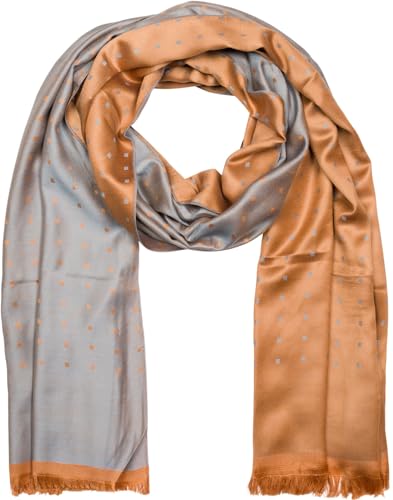 styleBREAKER Unisex weicher langer Schal mit Fransen und dezentem Quadrate Muster, Geometrisch gemustert, Tuch 01018051, Farbe:Hellgrau-Braun von styleBREAKER