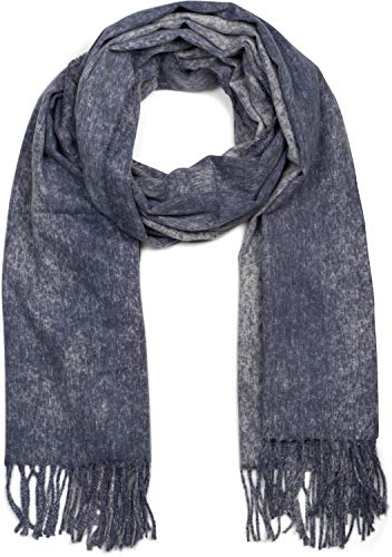 styleBREAKER Unisex weicher melierter Schal mit langen Fransen, Winter, Stola 01017109, Farbe:Blau von styleBREAKER