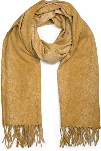 styleBREAKER Unisex weicher melierter Schal mit langen Fransen, Winter, Stola 01017109, Farbe:Curry von styleBREAKER