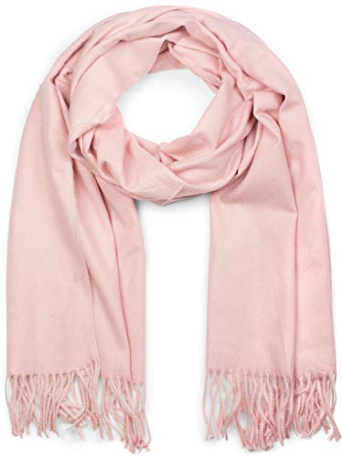 styleBREAKER Unisex Langer Schal einfarbig mit Fransen, Winter Stola Warm Unifarben, Weiches Tuch Viskose 01017104, Farbe:Rose von styleBREAKER