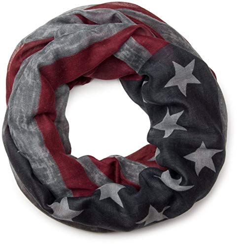 styleBREAKER Vintage Design USA Flaggen Muster Loop Schlauchschal, Stars and Stripes, Unisex 01016083, Farbe:Grau von styleBREAKER