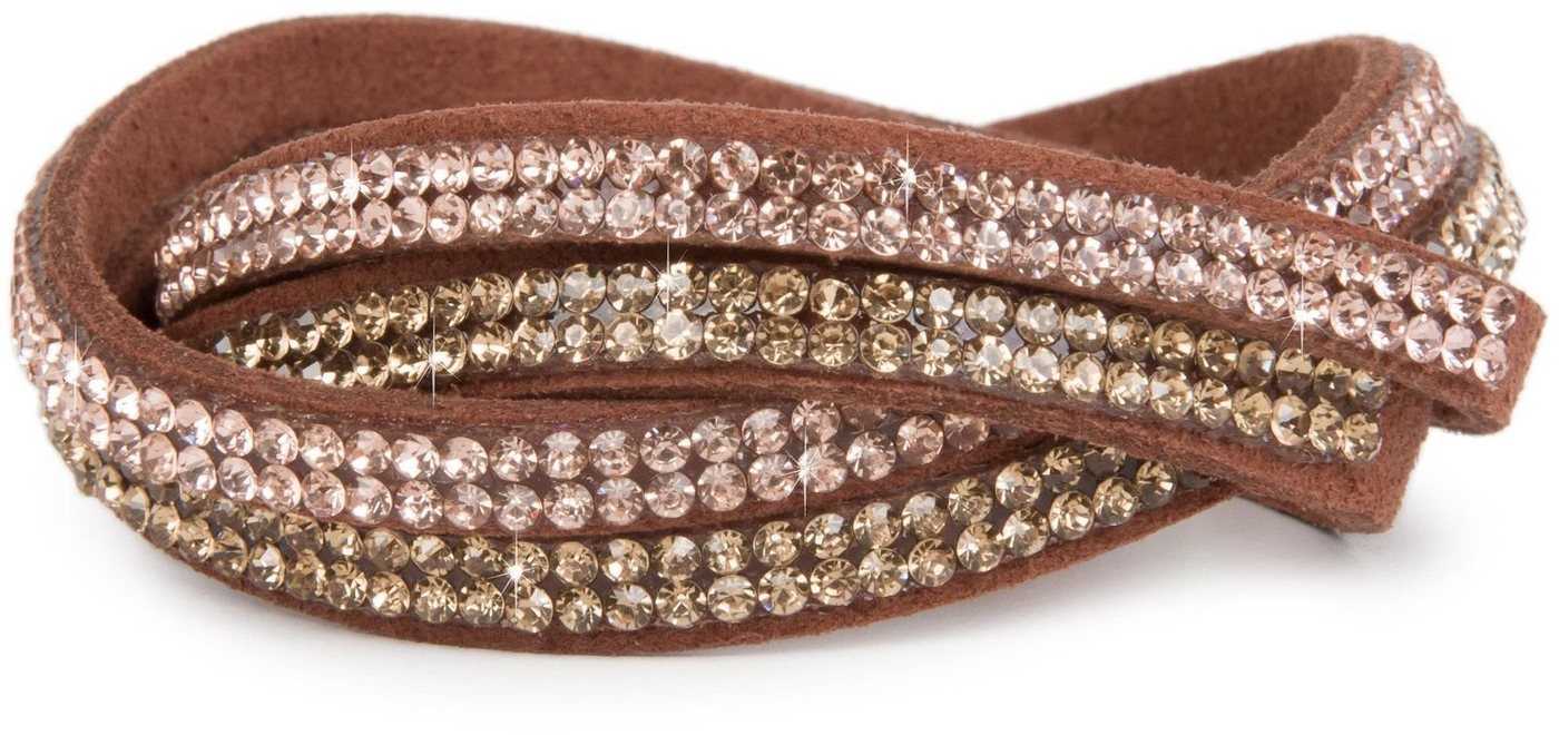 styleBREAKER Wickelarmband (1-tlg), Strass Wickelarmband 2x2 Reihig von styleBREAKER