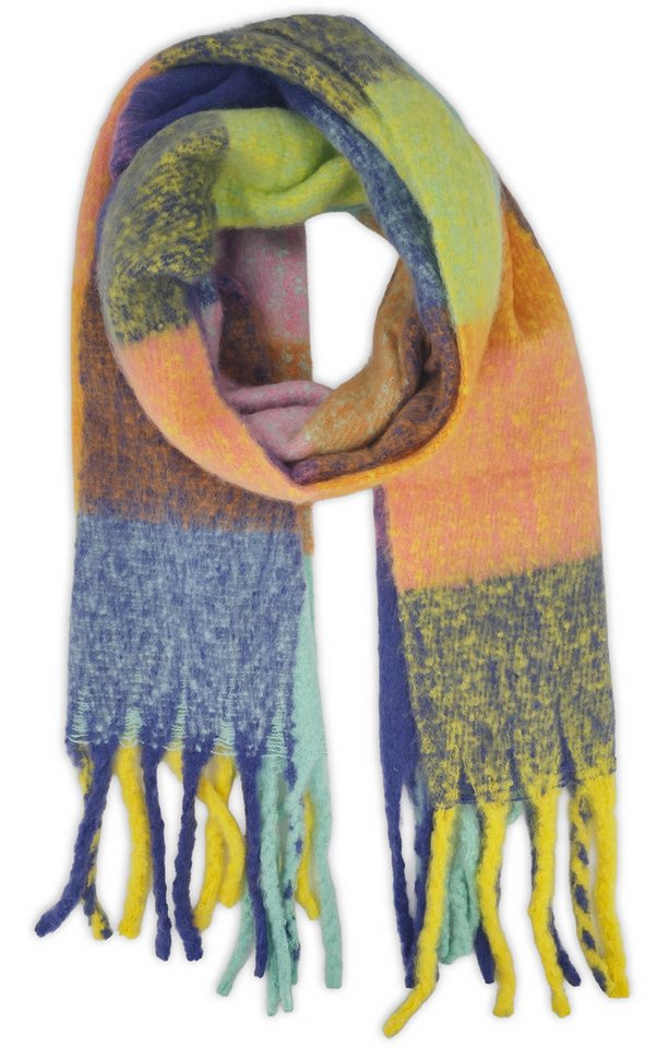 styleBREAKER XXL-Schal Karo Webschal mit langen Fransen, (1-St) von styleBREAKER