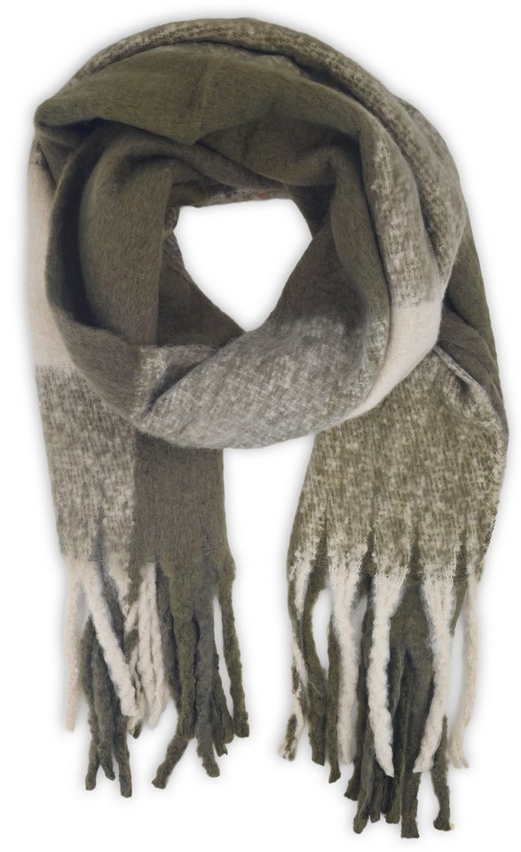 styleBREAKER XXL-Schal Karo Webschal mit langen Fransen, (1-St) von styleBREAKER