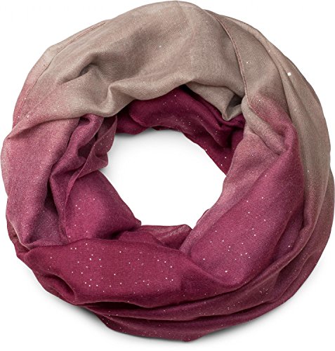 styleBREAKER Damen Loop Schlauchschal mit mehrfarbigem Farbverlauf und Glitzer, Glitzerschal, Pailletten, Schal, Tuch 01017033, Farbe:Bordeaux-Rot-Taupe von styleBREAKER