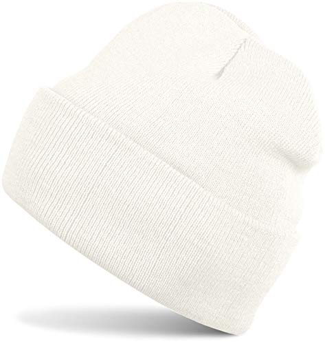 styleBREAKER Unisex Beanie Strickmütze Einfarbig, Feinstrick Mütze doppelt gestrickt, warme Winter Strickbeanie 04024029, Farbe:Weiß (Creme-Weiß) von styleBREAKER