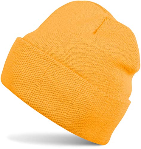 styleBREAKER Kinder Beanie Strickmütze mit breiter Krempe, Feinstrick Mütze doppelt gestrickt, Kindermütze 2-5 Jahre 04024030, Farbe:Goldgelb von styleBREAKER