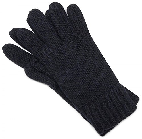 styleBREAKER klassische Handschuhe, warme Strickhandschuhe mit doppeltem Bund, einfarbig, Fingerhandschuhe, Unisex 09010005, Farbe:Midnight-Blue;Größe:L-XL von styleBREAKER