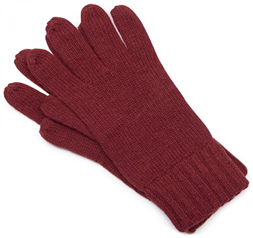 styleBREAKER klassische Handschuhe, warme Strickhandschuhe mit doppeltem Bund, einfarbig, Fingerhandschuhe, Unisex 09010005, Farbe:Dunkelrot;Größe:L-XL von styleBREAKER