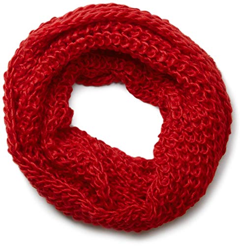 styleBREAKER Einfarbiger Grobstrick Loop Schlauchschal in Woll-Optik, Winter Strickschal, Unifarben, Unisex 01018113, Farbe:Rot von styleBREAKER