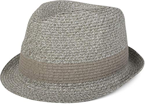 styleBREAKER klassischer Trilby Hut in Melange Optik mit Krempe, Papierhut, Strohhut, Unisex 04025018, Farbe:Hellgrau, Größe:S/M = 56 cm von styleBREAKER