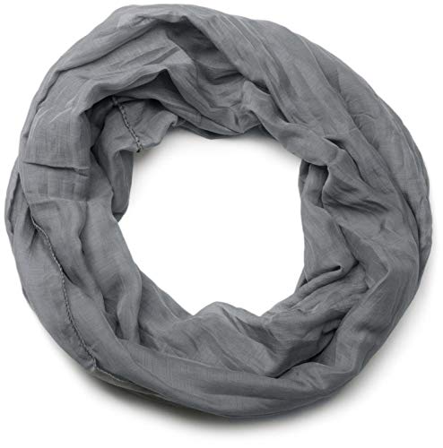 styleBREAKER leichter unifarbener Loop Schlauchschal | Sommerschal aus fließendem Material | Seidiges Halstuch für Damen & Herren | Weich, Luftig & Modisch | 77 x 46 cm, Dunkelgrau von styleBREAKER