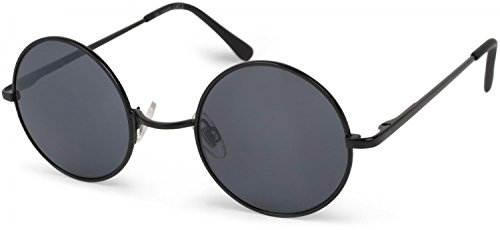 styleBREAKER Unisex Sonnenbrille kleine runde Gläsern und filigranem Metall Rahmen, Schmale Ausführung, Federscharniere 09020065, Farbe:Gestell Schwarz/Glas Grau getönt von styleBREAKER