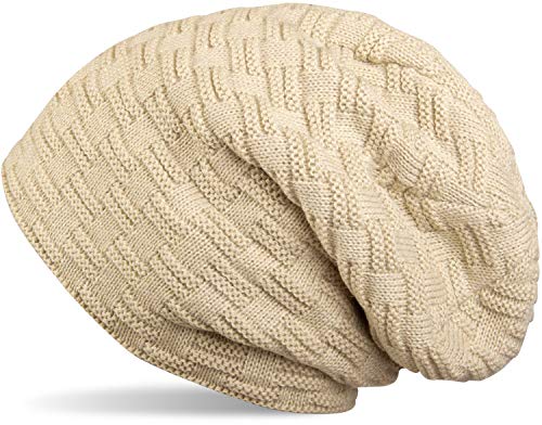 styleBREAKER warme Feinstrick Beanie Mütze mit Flecht Muster und sehr weichem Fleece Innenfutter, Unisex 04024058, Farbe:Elfenbein von styleBREAKER