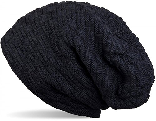 styleBREAKER warme Feinstrick Beanie Mütze mit Flecht Muster und sehr weichem Fleece Innenfutter, Unisex 04024058, Farbe:Midnight-Blue von styleBREAKER