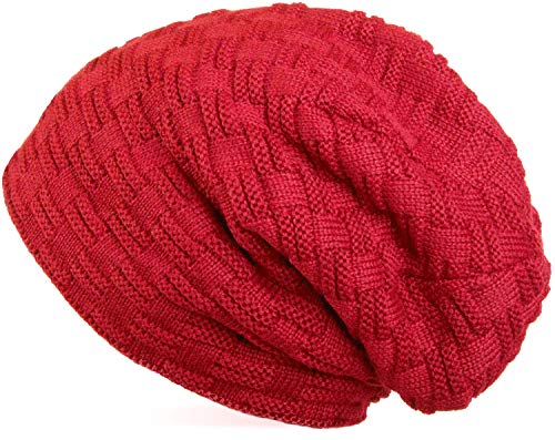 styleBREAKER warme Feinstrick Beanie Mütze mit Flecht Muster und sehr weichem Fleece Innenfutter, Unisex 04024058, Farbe:Rot von styleBREAKER