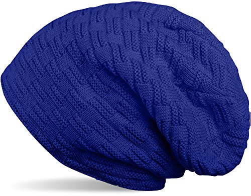 styleBREAKER warme Feinstrick Beanie Mütze mit Flecht Muster und sehr weichem Fleece Innenfutter, Unisex 04024058, Farbe:Royalblau von styleBREAKER