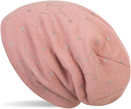 styleBREAKER warme Feinstrick Beanie Mütze mit glitzerndem Metallic Sterne Print, Fleece Innenfutter, Slouch Longbeanie, Damen 04024125, Farbe:Altrose styleBREAKER warme Feinstrick Beanie Mütze mit glitzerndem Metallic Sterne Print, Fleece Innenfutter, Slouch Longbeanie, Damen 04024125, Farbe:Altrose von styleBREAKER