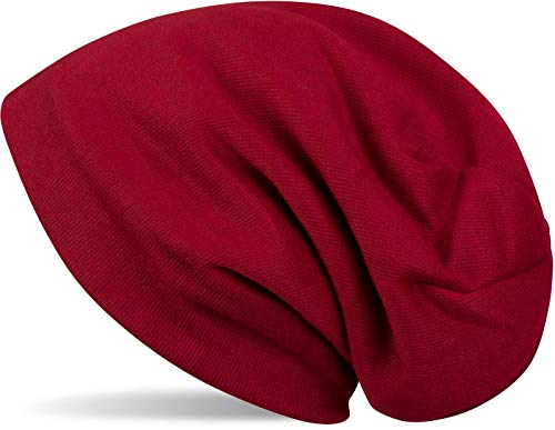 styleBREAKER warme Feinstrick Beanie Mütze mit sehr weichem Fleece Innenfutter, Longbeanie unifarben, Unisex 04024092, Farbe:Bordeaux-Rot von styleBREAKER