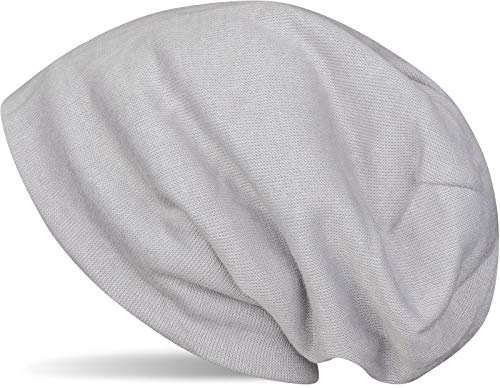 styleBREAKER warme Feinstrick Beanie Mütze mit sehr weichem Fleece Innenfutter, Longbeanie unifarben, Unisex 04024092, Farbe:Hellgrau von styleBREAKER