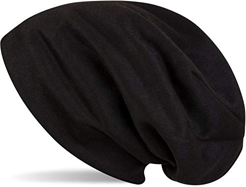 styleBREAKER warme Feinstrick Beanie Mütze mit sehr weichem Fleece Innenfutter, Longbeanie unifarben, Unisex 04024092, Farbe:Schwarz von styleBREAKER