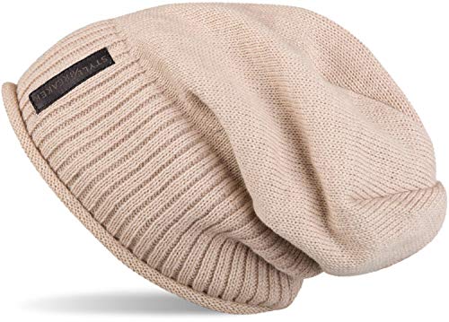 styleBREAKER warme Feinstrick Beanie Mütze mit sehr weichem Fleece Innenfutter, Unisex 04024065, Farbe:Beige von styleBREAKER