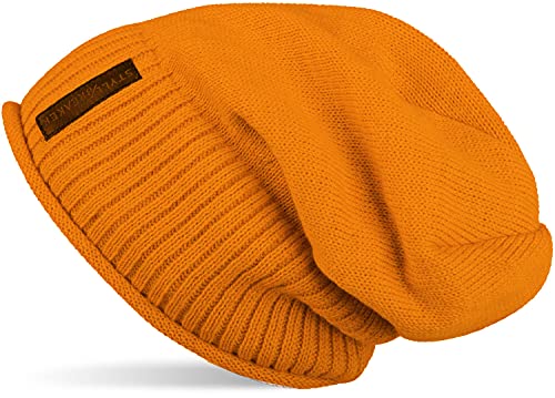 styleBREAKER warme Feinstrick Beanie Mütze mit sehr weichem Fleece Innenfutter, Unisex 04024065, Farbe:Curry von styleBREAKER