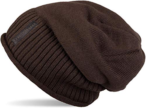 styleBREAKER warme Feinstrick Beanie Mütze mit sehr weichem Fleece Innenfutter, Unisex 04024065, Farbe:Dunkelbraun von styleBREAKER