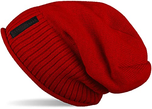 styleBREAKER warme Feinstrick Beanie Mütze mit sehr weichem Fleece Innenfutter, Unisex 04024065, Farbe:Rot von styleBREAKER