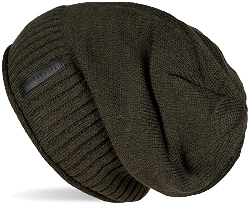 styleBREAKER warme Feinstrick Beanie Mütze mit sehr weichem Fleece Innenfutter, Unisex 04024065, Farbe:Tannengrün von styleBREAKER