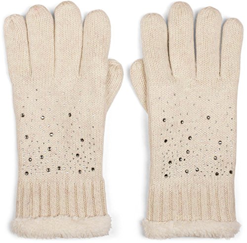 styleBREAKER warme Handschuhe mit Strass und Fleece, Winter Strickhandschuhe, Damen 09010010, Farbe:Beige (One Size) von styleBREAKER