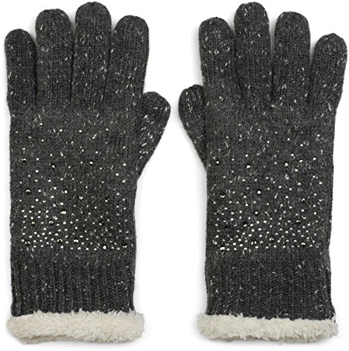 styleBREAKER warme Handschuhe mit Strass und Fleece, Winter Strickhandschuhe, Damen 09010010, Farbe:Dunkelgrau meliert (One Size) von styleBREAKER