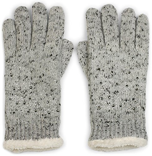 styleBREAKER warme Handschuhe mit Strass und Fleece, Winter Strickhandschuhe, Damen 09010010, Farbe:Hellgrau meliert (One Size) von styleBREAKER