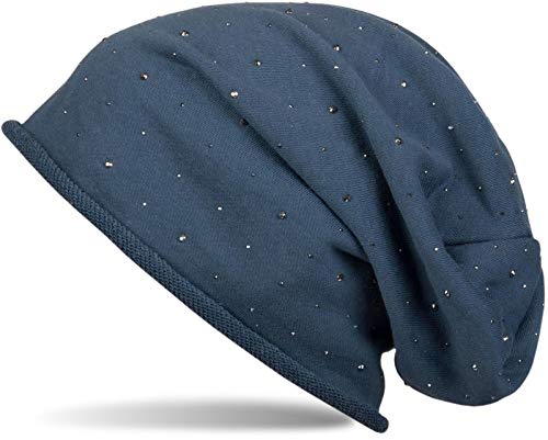 styleBREAKER Damen Beanie Mütze mit Strass-Nieten Applikation und Rollrand, warm 04024024, Farbe:Petrol von styleBREAKER