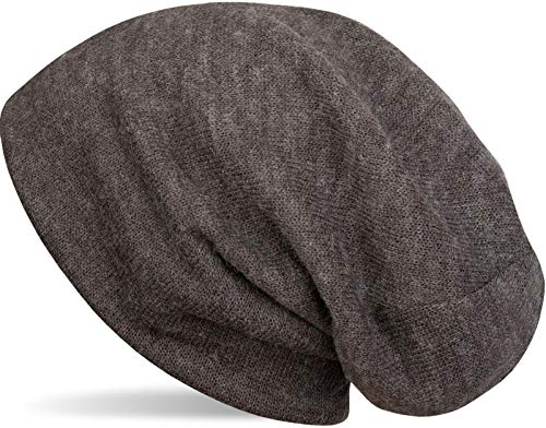 styleBREAKER weiche Feinstrick Beanie Mütze, Melange Optik, Slouch Longbeanie, Unisex 04024109, Farbe:Dunkelgrau von styleBREAKER