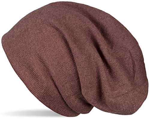 styleBREAKER weiche Feinstrick Beanie Mütze, Melange Optik, Slouch Longbeanie, Unisex 04024109, Farbe:Mauve von styleBREAKER