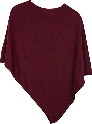 styleBREAKER Damen Feinstrick Poncho in Unifarben, leicht asymmetrischer Schnitt, Ärmellos, Rundhals 08010042, Farbe:Bordeaux-Rot von styleBREAKER