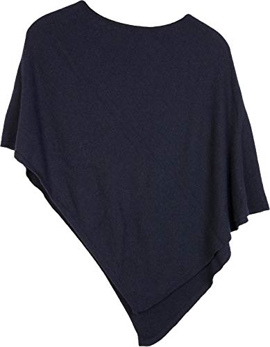 styleBREAKER Damen Feinstrick Poncho in Unifarben, leicht asymmetrischer Schnitt, Ärmellos, Rundhals 08010042, Farbe:Midnight-Blue/Dunkelblau von styleBREAKER