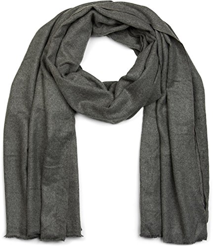 styleBREAKER weicher Stola Schal in Unifarben mit Fransen, Tuch, Unisex 01017070, Farbe:Dunkelgrau von styleBREAKER