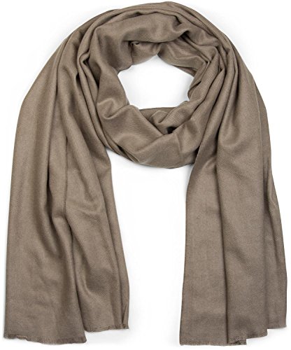 styleBREAKER weicher Stola Schal in Unifarben mit Fransen, Tuch, Unisex 01017070, Farbe:Taupe von styleBREAKER
