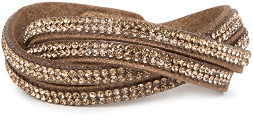 styleBREAKER weiches Strass Armband, eleganter Armschmuck mit Strassteinen, Wickelarmband, 2x2-Reihig, Damen 05040004, Farbe:Braun Metallic/Hellbraun von styleBREAKER