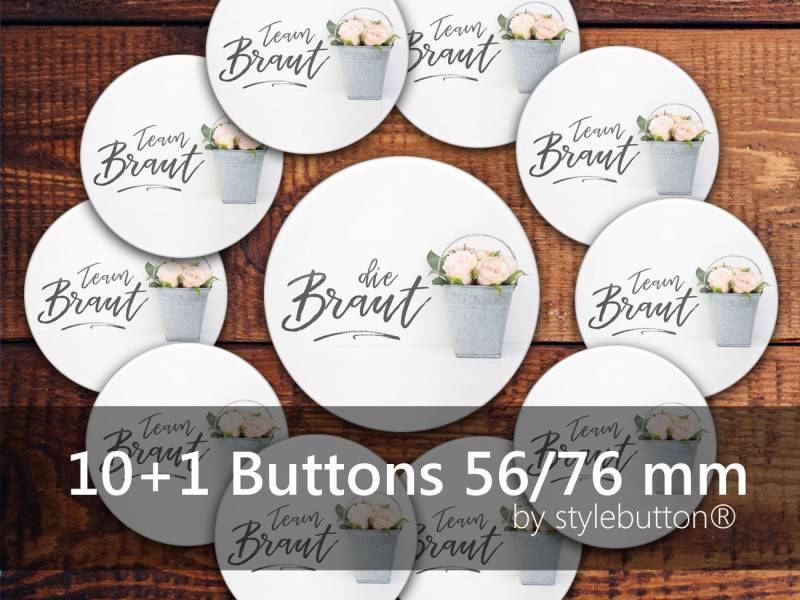 Jga Button Set Braut & Team + Kartenspiel | Boho Rosen Hochzeit #31 von stylebutton