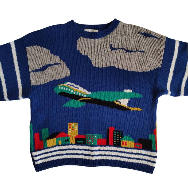 Besonderer Vintage Flugzeug Motiv Strickpullover von styled44