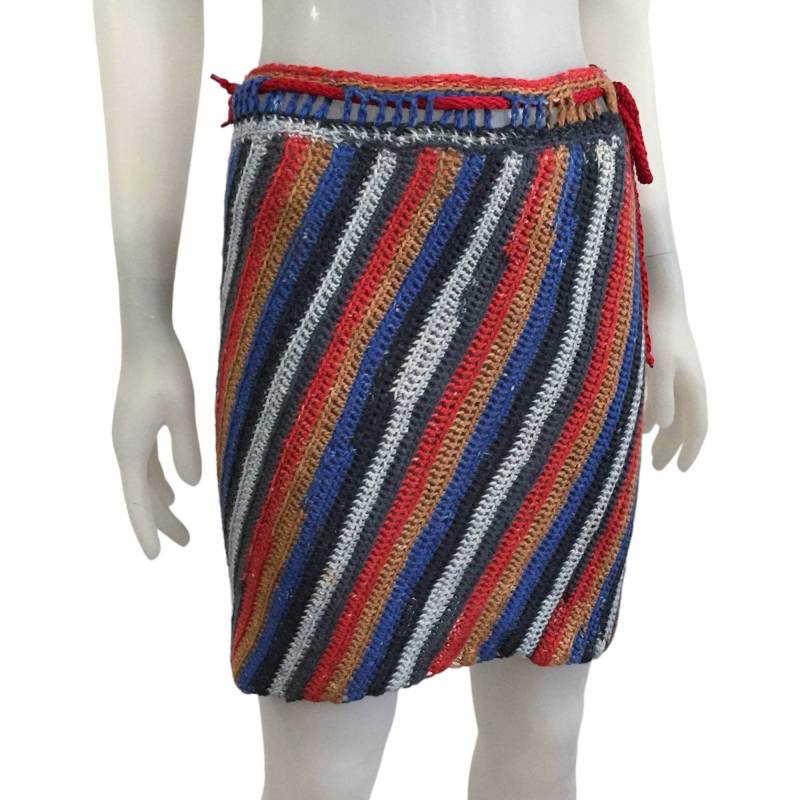 Vintage Bunter Handgestrickter Minirock von styled44