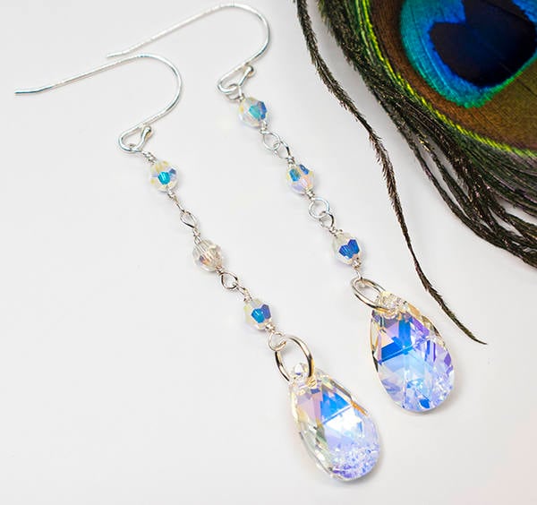 Aurora Ab Swarovski Kristall 925 Sterling Silber Ohrringe, Geschenk Für Sie, Frauenschmuck von styleinshop