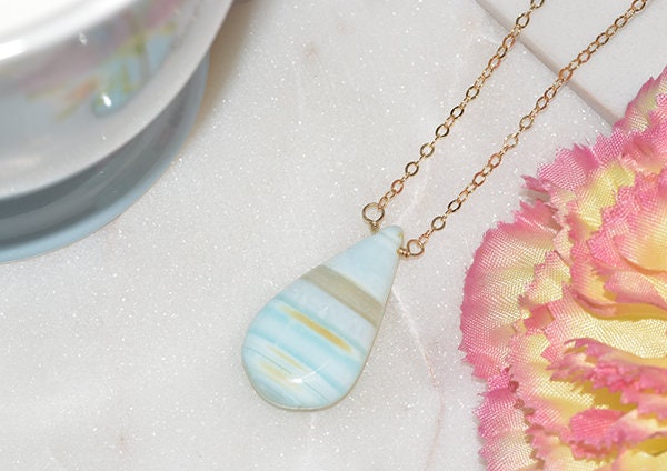 Multi Color Onyx Anhänger Edelstein Halskette, Zierliche Halskette Alltägliche Einfache Geschenk Für Ihre Brautjungfer Blaue von styleinshop