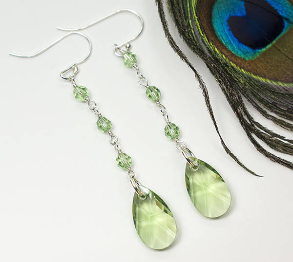 Peridot Swarovski Kristall 925 Sterling Silber Tropfen Ohrringe, Geschenk Für Sie von styleinshop