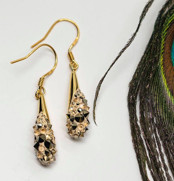 Swarovski Crystal Pave Vergoldete 925 Sterling Silber Tropfen Ohrringe, Geschenk Für Sie von styleinshop