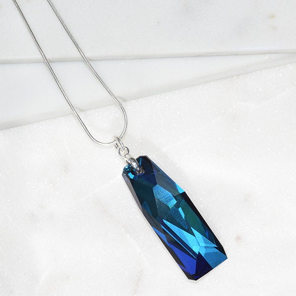 Swarovski Kristall Anhänger, Halskette, Handgemachte Handgemachter Schmuck, Silber Blauer Geschenk Für Sie von styleinshop